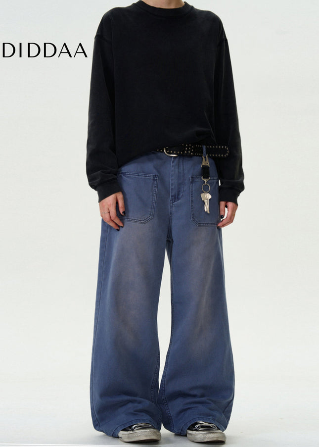 Denim Distressed Casual Straight Wash Jeans - Men’s Jeans