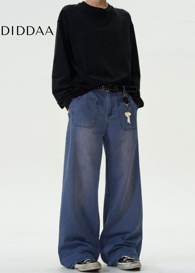 Denim Distressed Casual Straight Wash Jeans - Men’s Jeans