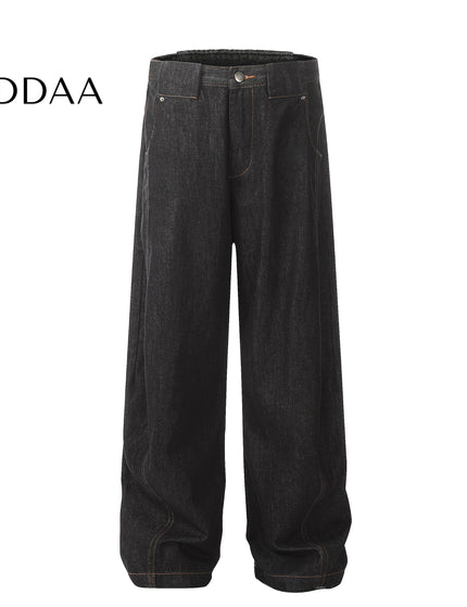 Denim Retro Deconstructed Wide Leg Jeans - Black / S - Men’s Jeans