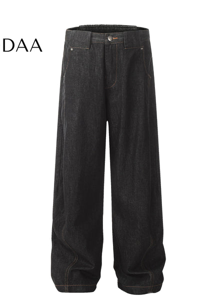 Denim Retro Deconstructed Wide Leg Jeans - Black / S - Men’s Jeans