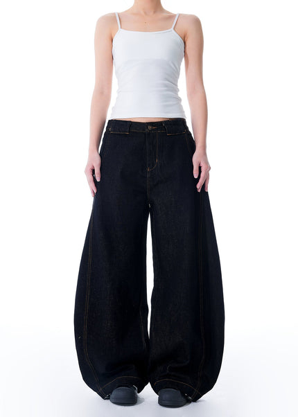 Denim Retro Deconstructed Wide Leg Jeans - Men’s Jeans