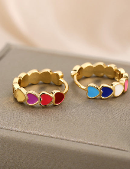 Desse Earrings | Gold Colorful Hearts Hoop Earrings - Gold - Earrings