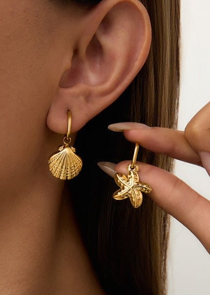 Jieding European and American stainless steel resort style earrings 18K gold titanium steel non-fading earrings women's light luxury high-end jewelry