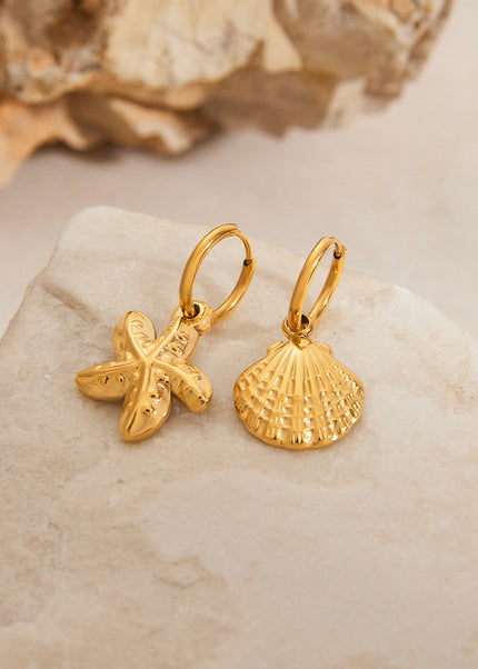 Jieding European and American stainless steel resort style earrings 18K gold titanium steel non-fading earrings women's light luxury high-end jewelry