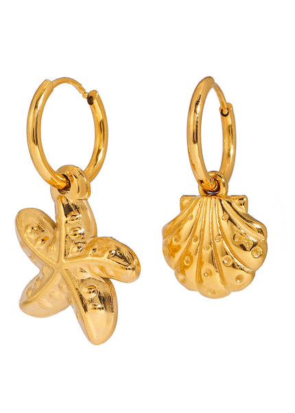 Jieding European and American stainless steel resort style earrings 18K gold titanium steel non-fading earrings women's light luxury high-end jewelry