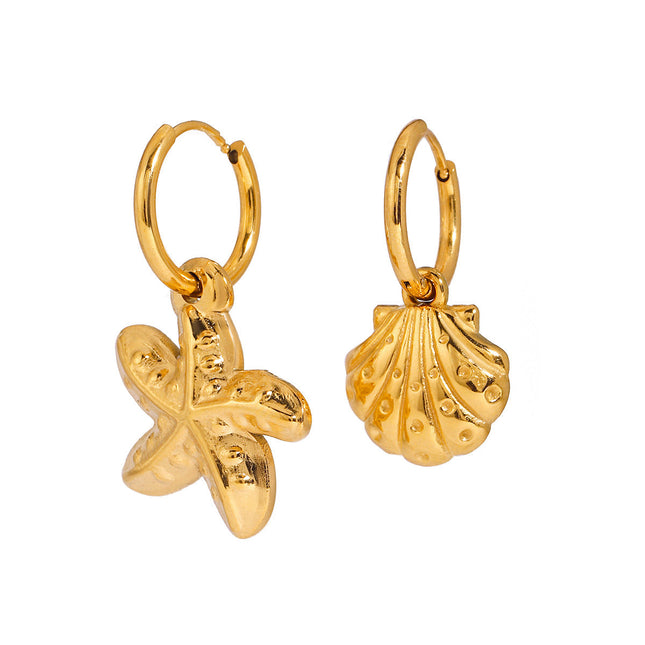 Jieding European and American stainless steel resort style earrings 18K gold titanium steel non-fading earrings women's light luxury high-end jewelry