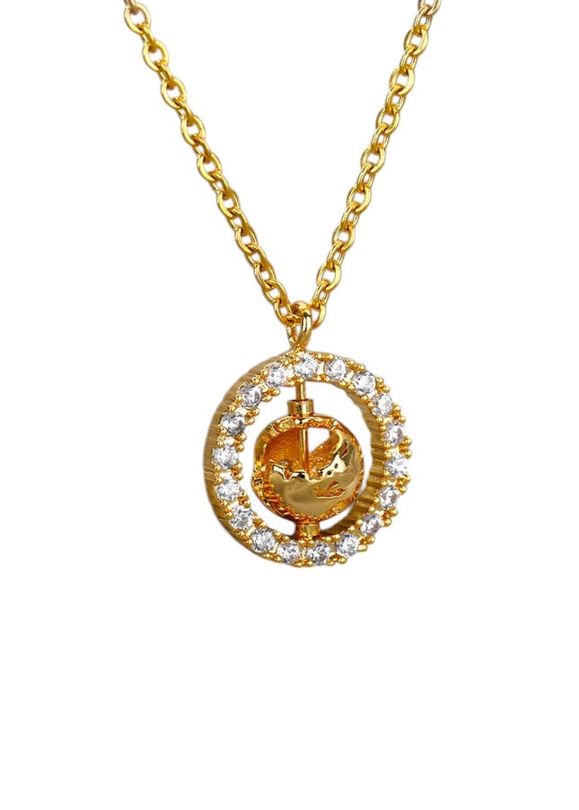 Dime Pendant Necklace | Gold Zirconia Chain