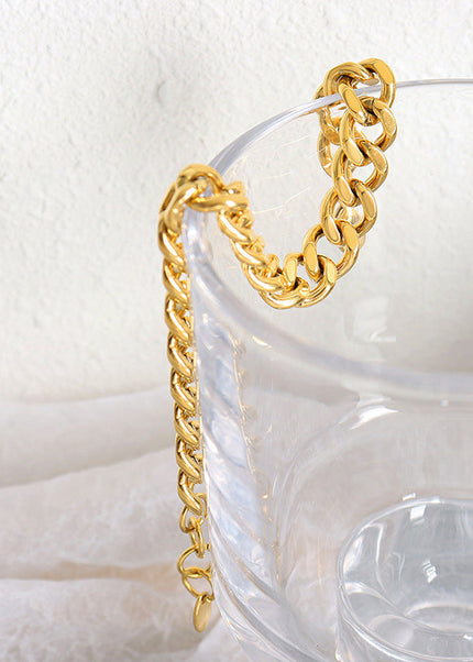 The new cross-border light luxury exaggerated niche design simple titanium steel gold-plated chain high-end feeling of the same bracelet jewelry women