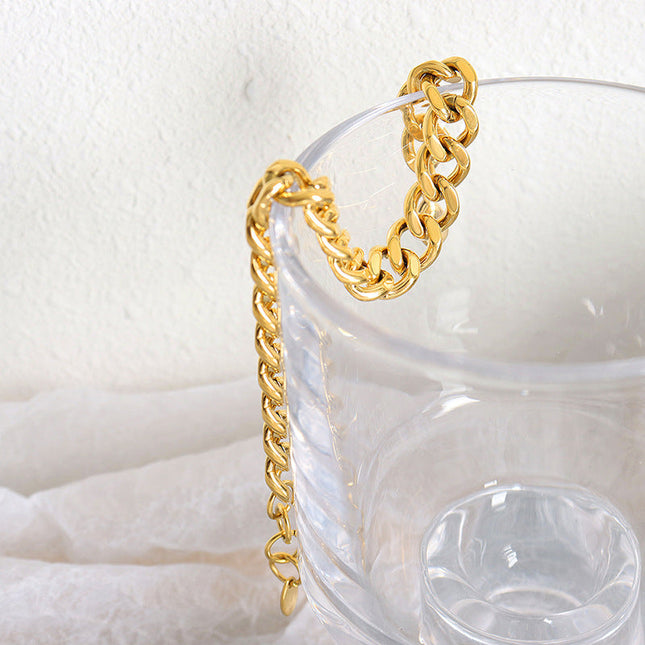 The new cross-border light luxury exaggerated niche design simple titanium steel gold-plated chain high-end feeling of the same bracelet jewelry women