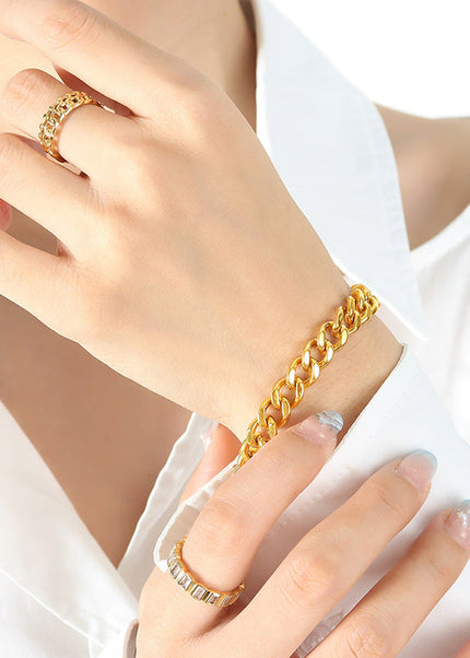 The new cross-border light luxury exaggerated niche design simple titanium steel gold-plated chain high-end feeling of the same bracelet jewelry women