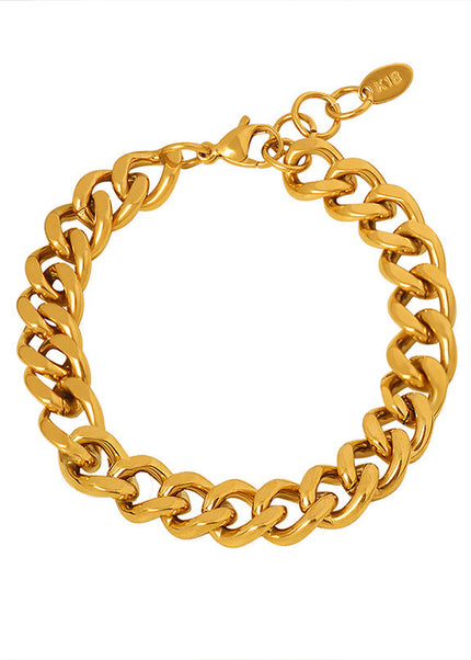 The new cross-border light luxury exaggerated niche design simple titanium steel gold-plated chain high-end feeling of the same bracelet jewelry women