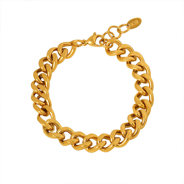 The new cross-border light luxury exaggerated niche design simple titanium steel gold-plated chain high-end feeling of the same bracelet jewelry women