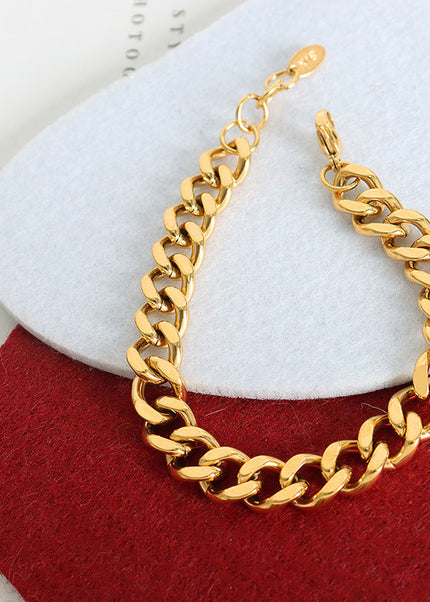 The new cross-border light luxury exaggerated niche design simple titanium steel gold-plated chain high-end feeling of the same bracelet jewelry women