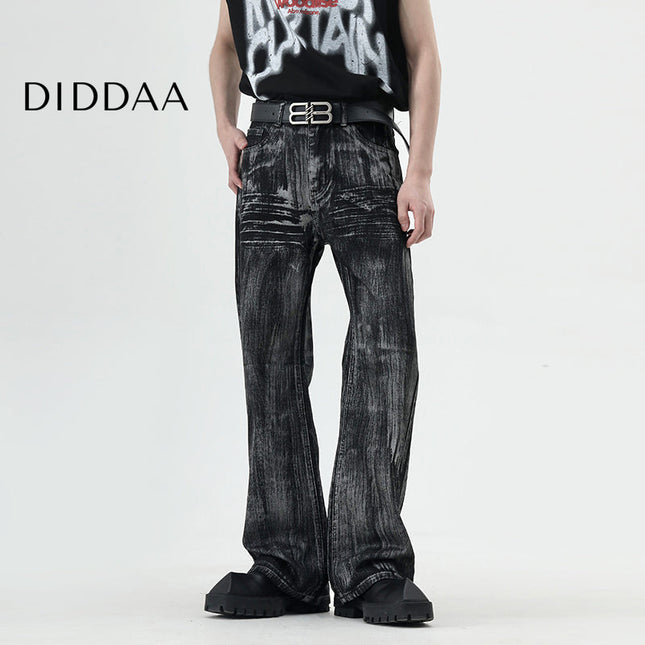 Dirty Blue Hand-Brushed Bootcut Jeans for Men - S / Black - Men’s Jeans