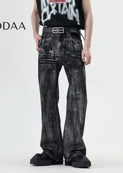 Dirty Blue Hand-Brushed Bootcut Jeans for Men - S / Black - Men’s Jeans