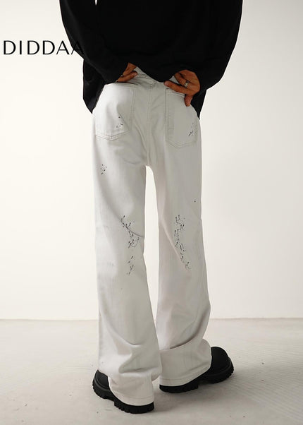 Dirty Distressed Loose Wide-Leg Jeans for Men - Men’s Jeans