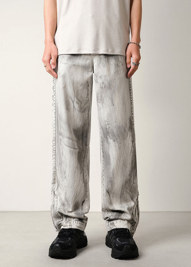Dirty Wash Distressed Loose Fit Jeans - S / Grey - Men’s Jeans