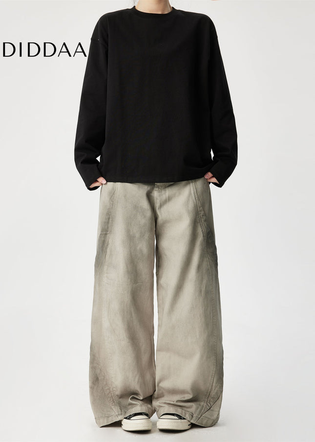 Dirty White Deconstructed Wide Leg Jeans for Men - Men’s Jeans