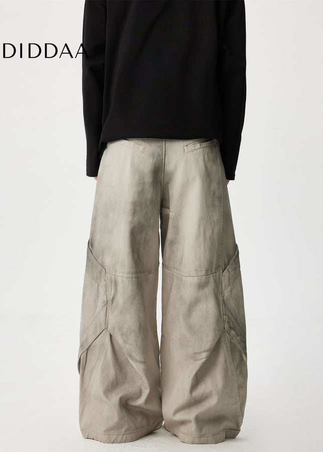 Dirty White Deconstructed Wide Leg Jeans for Men - Men’s Jeans