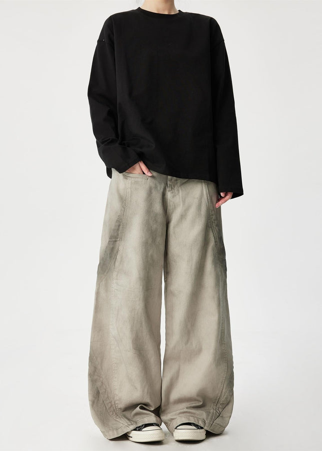 Dirty White Deconstructed Wide Leg Jeans for Men - Men’s Jeans