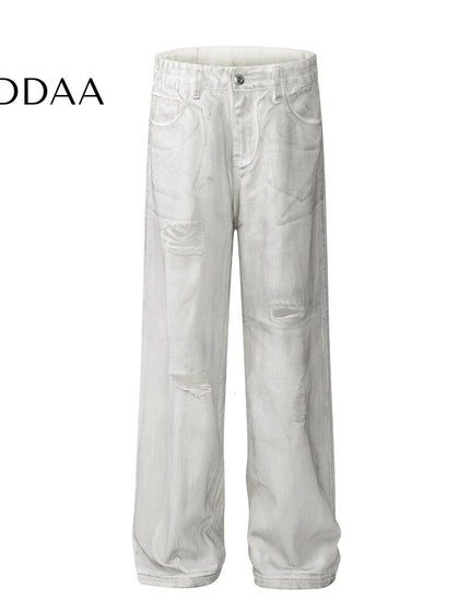Dirty White Distressed Ripped Jeans for Men - S / White - Women’s Jeans