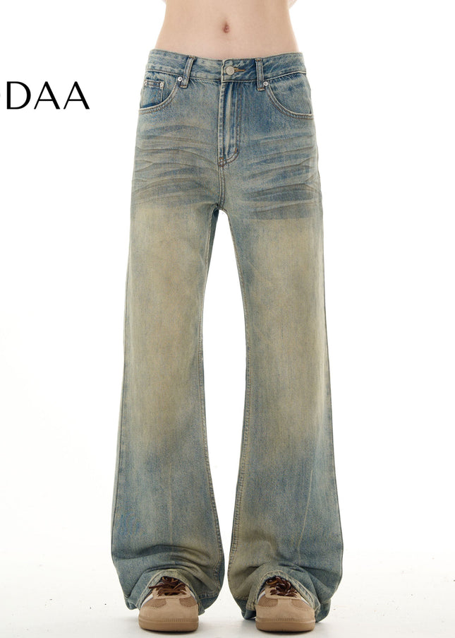 Dirtyfit Distressed Bootcut Jeans for Men and Women - S / Vintage Blue - Men’s Jeans