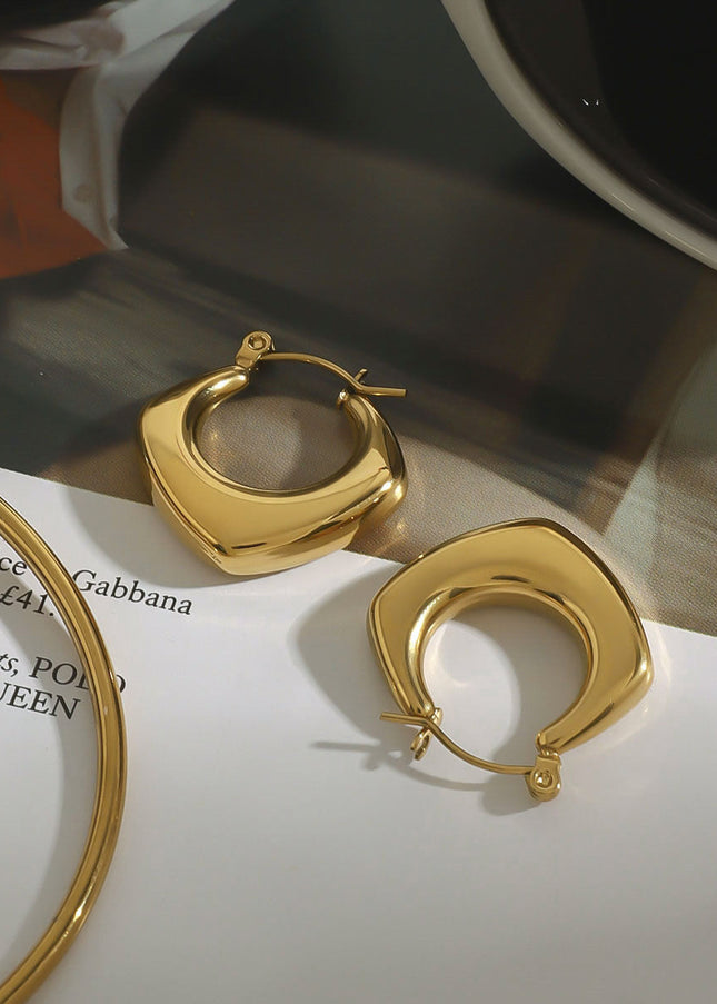 Jieding Europe and America 18k gold titanium steel earrings earrings light luxury high-end earrings do not fade jewelry stainless steel cross-border