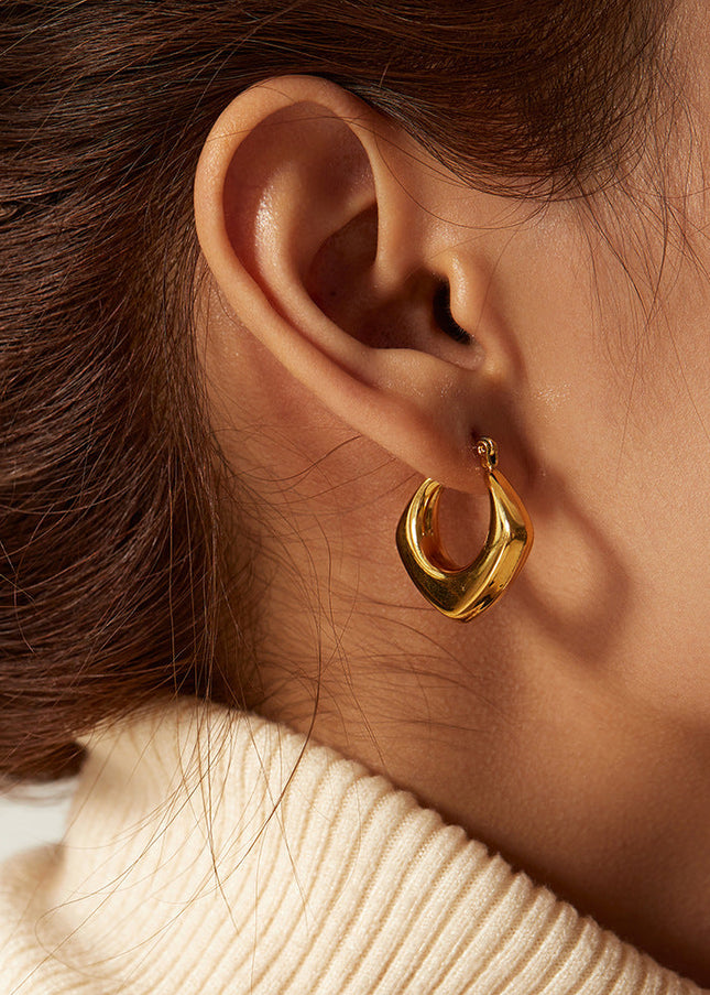 Jieding Europe and America 18k gold titanium steel earrings earrings light luxury high-end earrings do not fade jewelry stainless steel cross-border