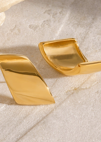 Jieding European and American stainless steel plated 18k gold geometric stud earrings are versatile, simple commuter earrings, foreign trade temperament earrings, women