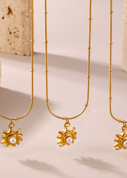 Mystery Li Sunflower Shell Beads Clavicle Necklace Jewelry Stainless Steel Plated 18K Real Gold Non-fading Jewelry Spot Wholesale