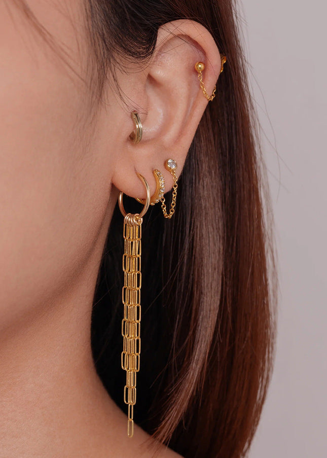 Jieding European and American stainless steel tassel earrings have a sense of luxury, light luxury earrings, titanium steel, non-fading ear jewelry, cross-border