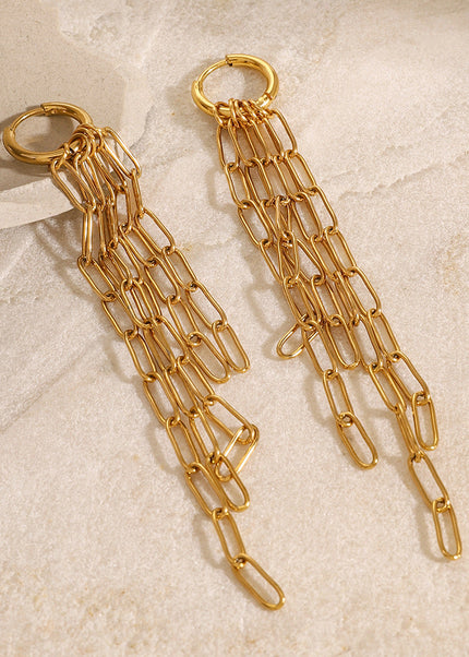 Jieding European and American stainless steel tassel earrings have a sense of luxury, light luxury earrings, titanium steel, non-fading ear jewelry, cross-border