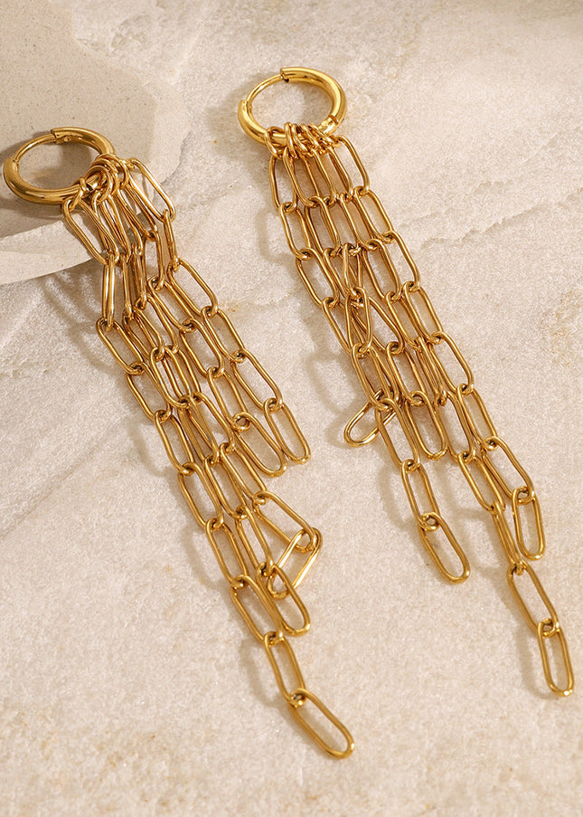 Jieding European and American stainless steel tassel earrings have a sense of luxury, light luxury earrings, titanium steel, non-fading ear jewelry, cross-border