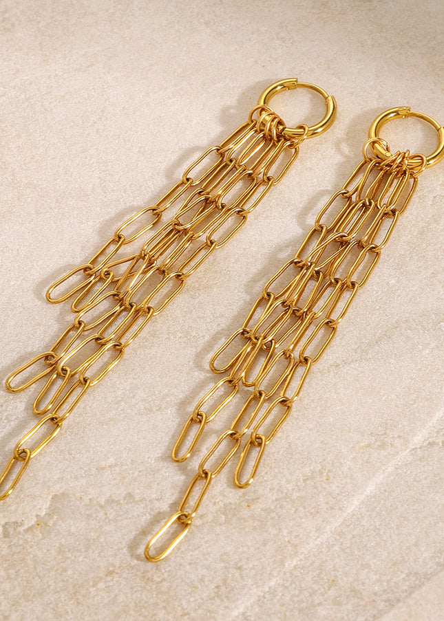 Jieding European and American stainless steel tassel earrings have a sense of luxury, light luxury earrings, titanium steel, non-fading ear jewelry, cross-border