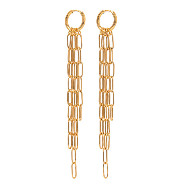 Jieding European and American stainless steel tassel earrings have a sense of luxury, light luxury earrings, titanium steel, non-fading ear jewelry, cross-border