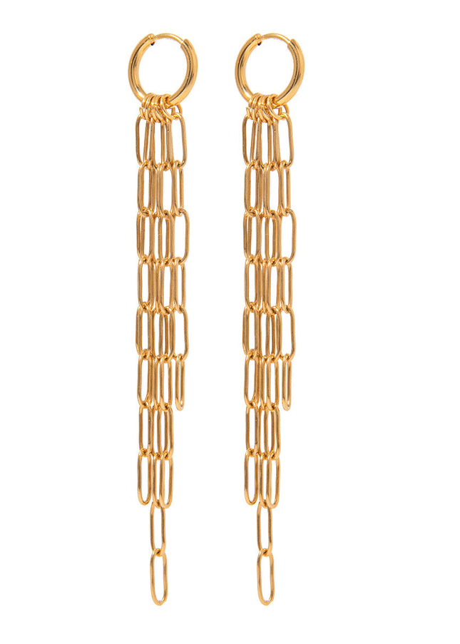 Jieding European and American stainless steel tassel earrings have a sense of luxury, light luxury earrings, titanium steel, non-fading ear jewelry, cross-border