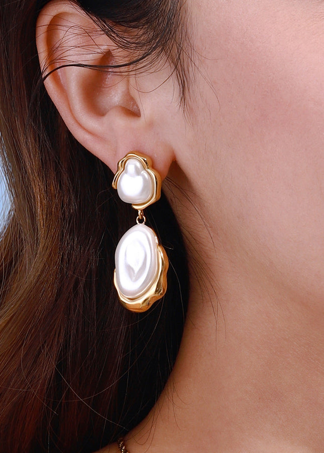 Jieding European and American stainless steel pearl earrings, light luxury, high-end sense Yiwu jewelry, titanium steel earrings, cross-border earrings