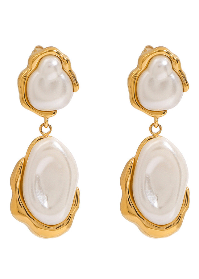Jieding European and American stainless steel pearl earrings, light luxury, high-end sense Yiwu jewelry, titanium steel earrings, cross-border earrings