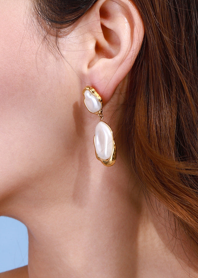 Jieding European and American stainless steel pearl earrings, light luxury, high-end sense Yiwu jewelry, titanium steel earrings, cross-border earrings
