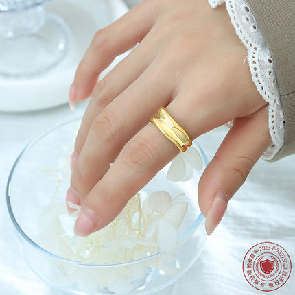 Marka European and American Punk Style Geometric Ring Simple Multi-layer Titanium Steel Ring 18K Gold Tide Rings Open Rings