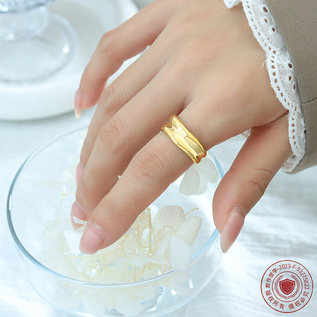 Marka European and American Punk Style Geometric Ring Simple Multi-layer Titanium Steel Ring 18K Gold Tide Rings Open Rings