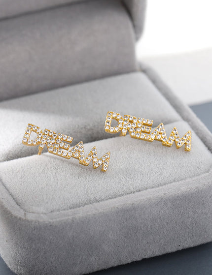 SOUVOIR Gold 14K Gold Plated, Zirconia Earrings Dreaming Earrings | Gold Dream Zirconia Stud Earrings