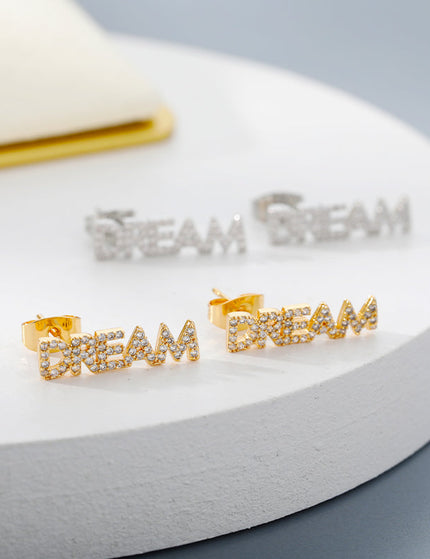 SOUVOIR Silver 14K Gold Plated, Zirconia Earrings Dreaming Earrings | Gold Dream Zirconia Stud Earrings