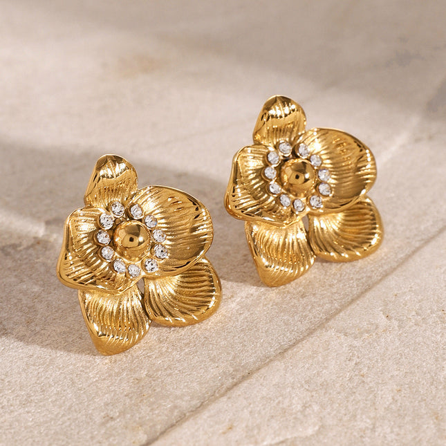 Jieding European and American titanium steel does not fade stainless steel zircon earrings high-end ins earrings exaggerated ear jewelry cross-border