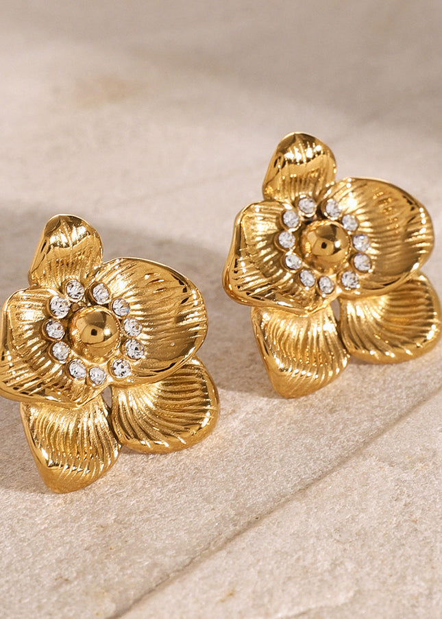 Jieding European and American titanium steel does not fade stainless steel zircon earrings high-end ins earrings exaggerated ear jewelry cross-border