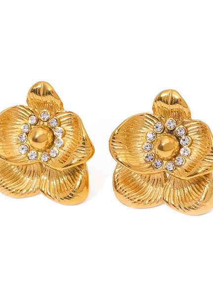 Jieding European and American titanium steel does not fade stainless steel zircon earrings high-end ins earrings exaggerated ear jewelry cross-border