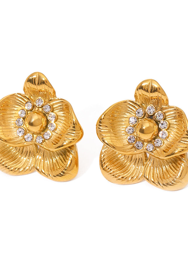 Jieding European and American titanium steel does not fade stainless steel zircon earrings high-end ins earrings exaggerated ear jewelry cross-border
