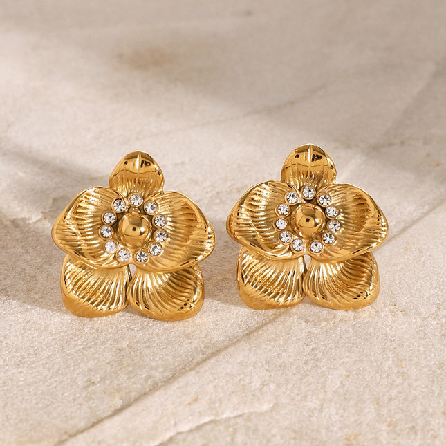 Jieding European and American titanium steel does not fade stainless steel zircon earrings high-end ins earrings exaggerated ear jewelry cross-border