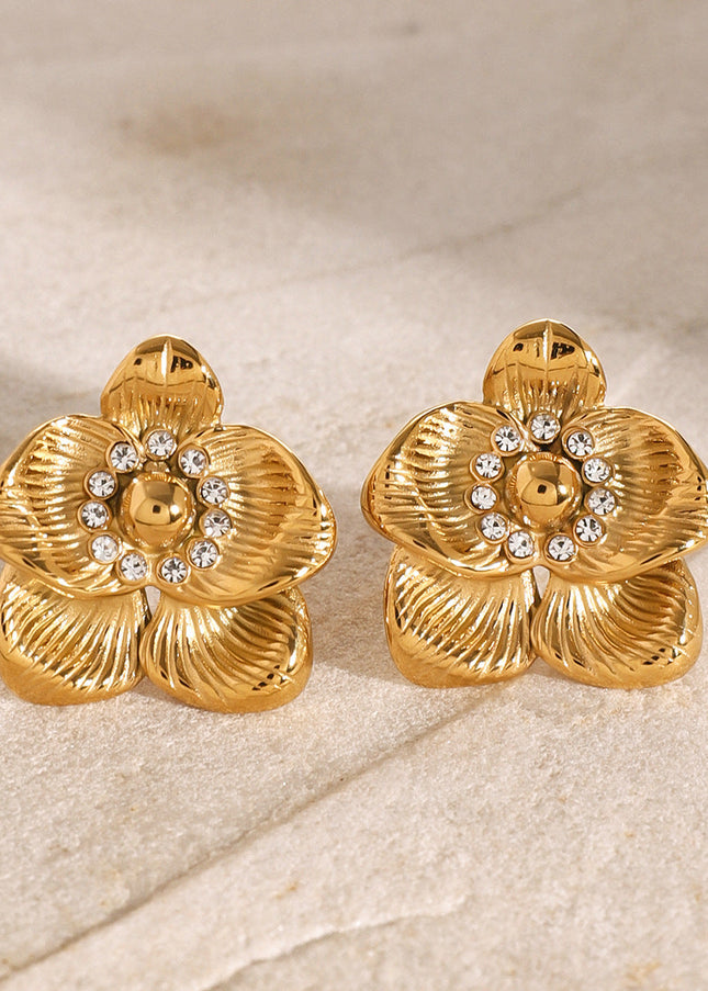 Jieding European and American titanium steel does not fade stainless steel zircon earrings high-end ins earrings exaggerated ear jewelry cross-border