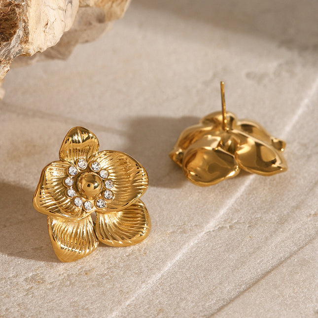 Jieding European and American titanium steel does not fade stainless steel zircon earrings high-end ins earrings exaggerated ear jewelry cross-border